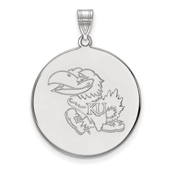 14k White Gold U. of Kansas XL Disc Pendant